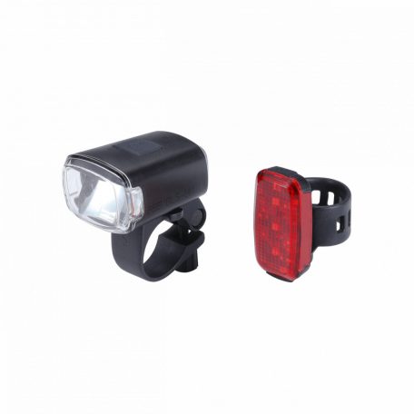 BBB Cycling kerékpáros lámpa szett BLS-142 StudCombo, 130 és 4 lumen, 4 és 3 mód, micro USB tölthető 1000 és 300 mAh akku (első és hátsó), gumis felfogatással