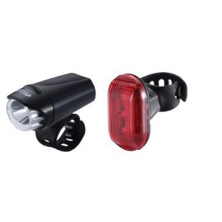   BBB Cycling kerékpáros lámpa szett BLS-76 EcoCombo, 0.2W LED, 2 mód, 3xAAA és 2xAAA elemes (első és hátsó), gumis felfogatással